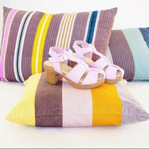 Calou Stockholm Birgit Suede Clog Sandals Pink, Size 39/8-8.5